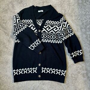 Brunette the Label Fair Isle Knit Cardigan in black